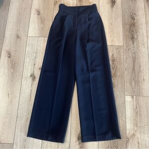 Express Wide Leg Trousers Tailored Pants Ankle Super High Rise Navy Blue 00R